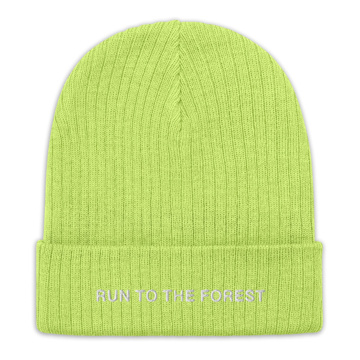 Run to the Forest Text Ribbed-Knit Beanie