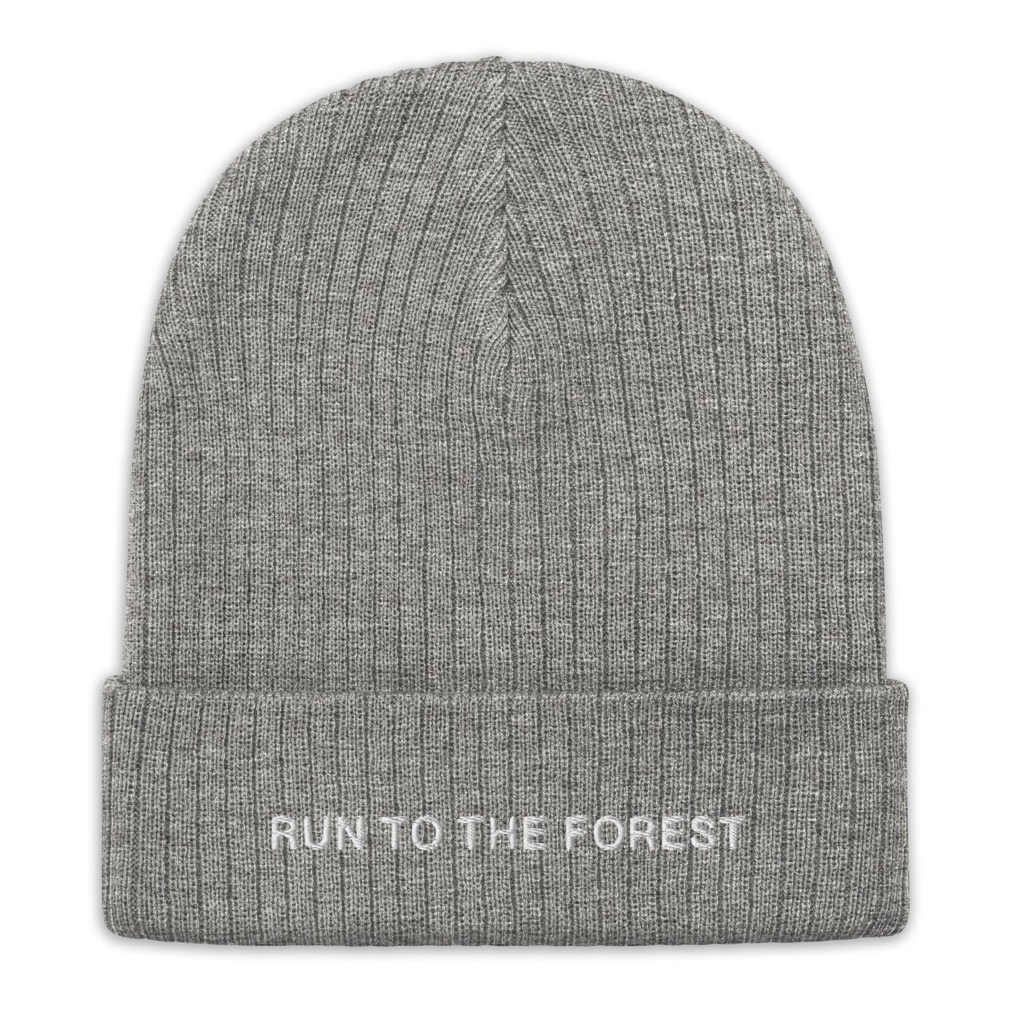 Run to the Forest Text Ribbed-Knit Beanie