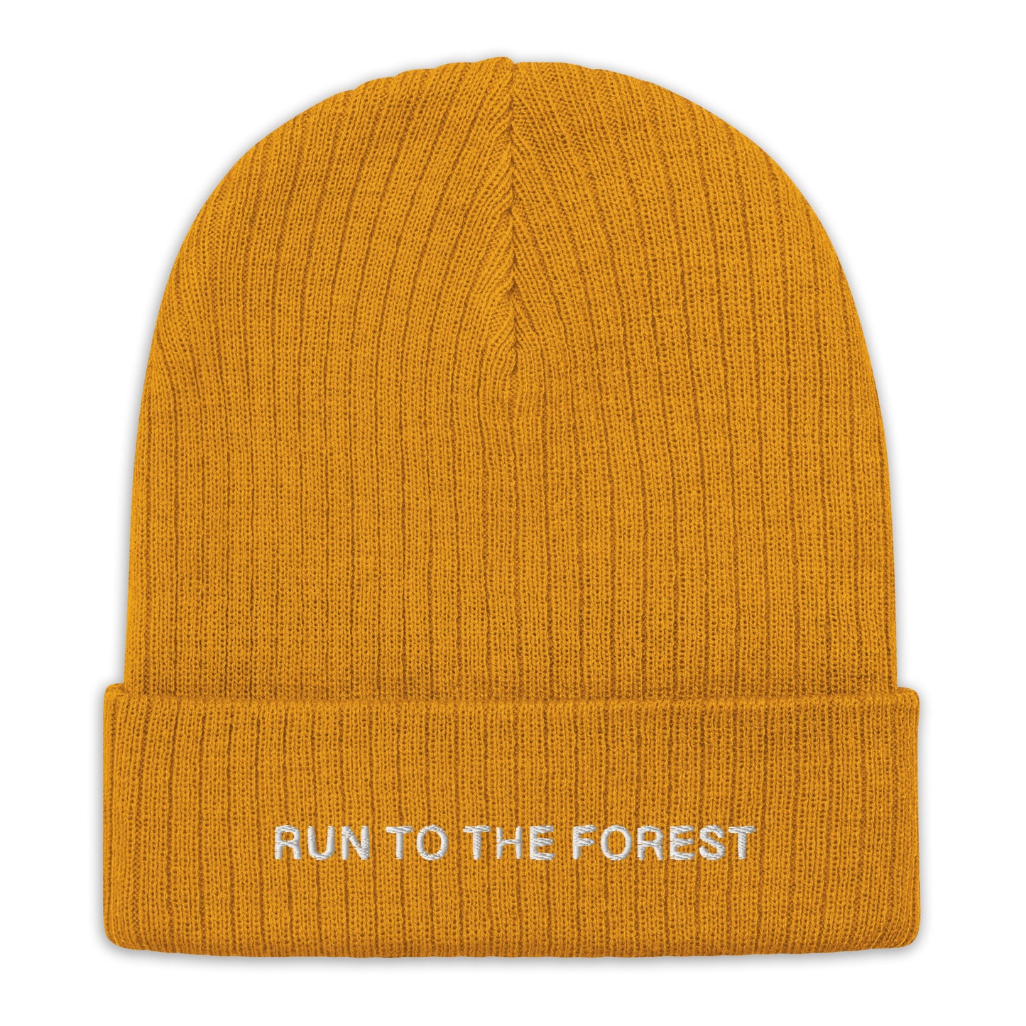 Run to the Forest Text Ribbed-Knit Beanie