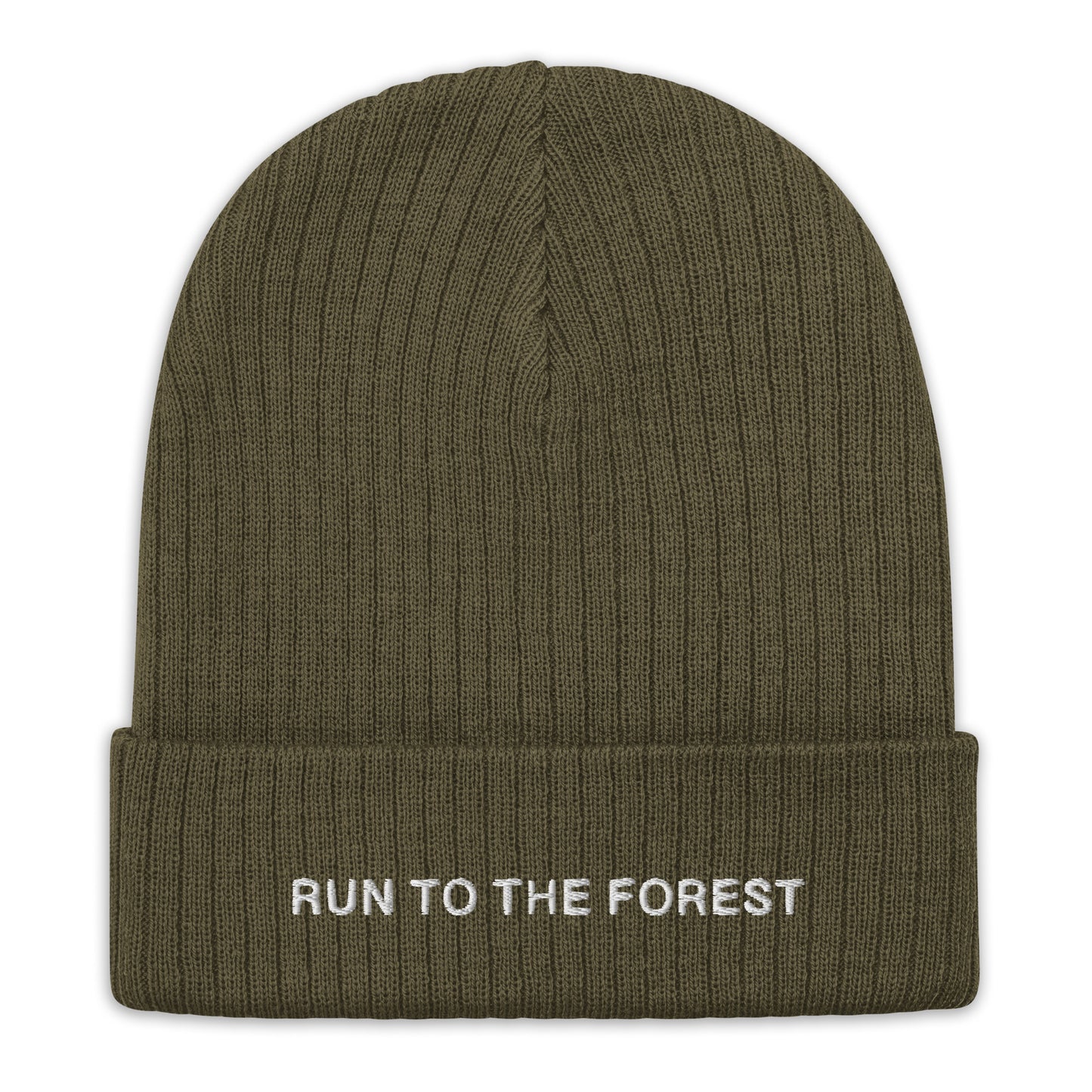 Run to the Forest Text Ribbed-Knit Beanie