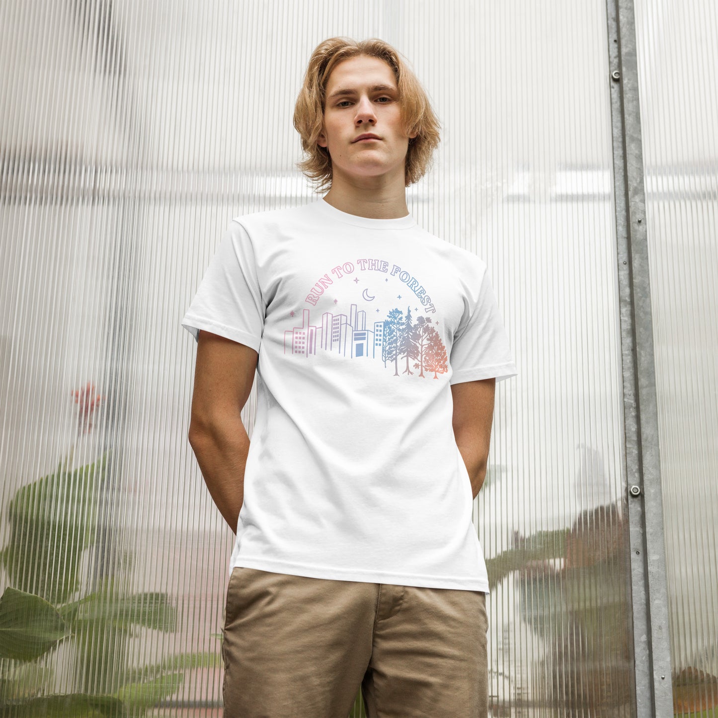Run to the Forest unisex organic cotton color design tee