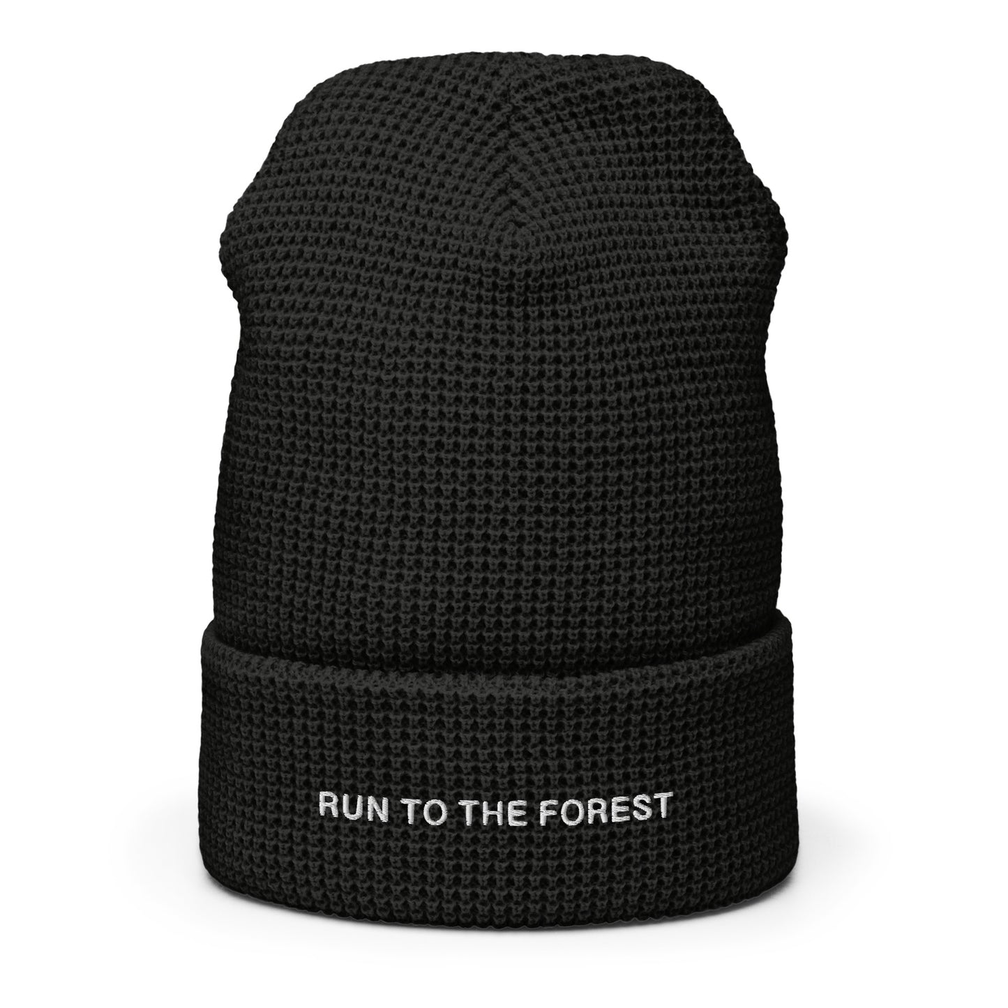 Run to the Forest Text Waffle beanie