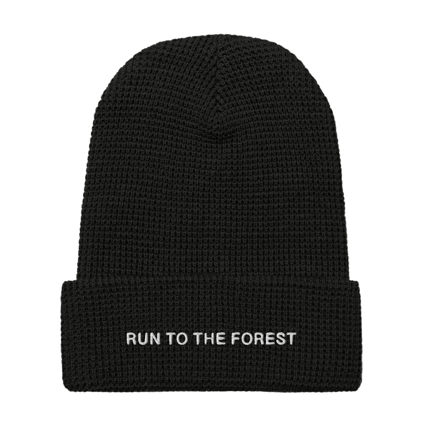 Run to the Forest Text Waffle beanie