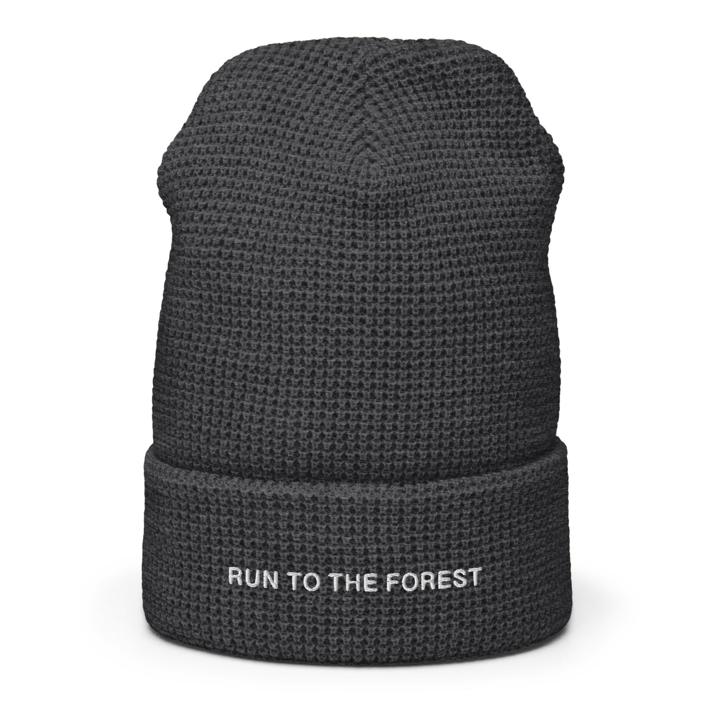 Run to the Forest Text Waffle beanie