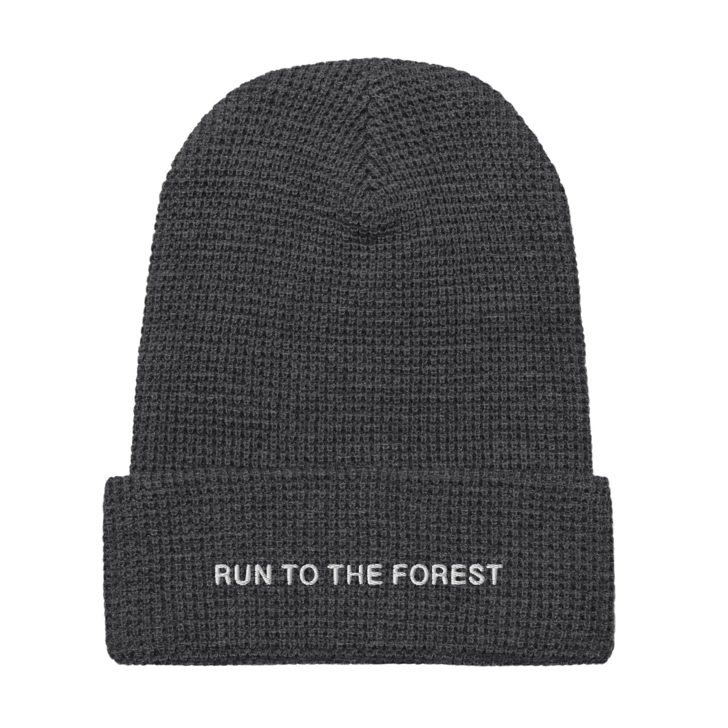 Run to the Forest Text Waffle beanie