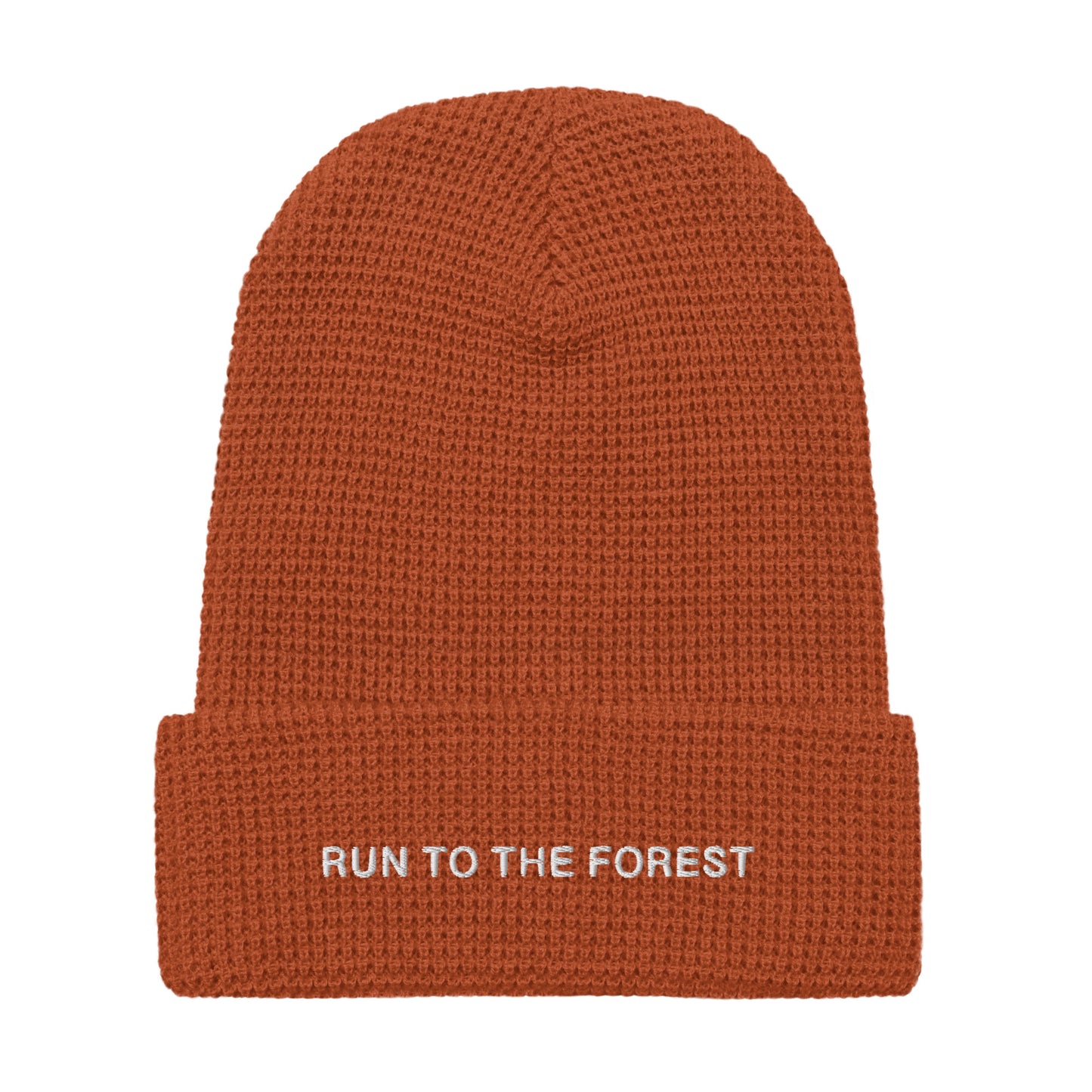 Run to the Forest Text Waffle beanie