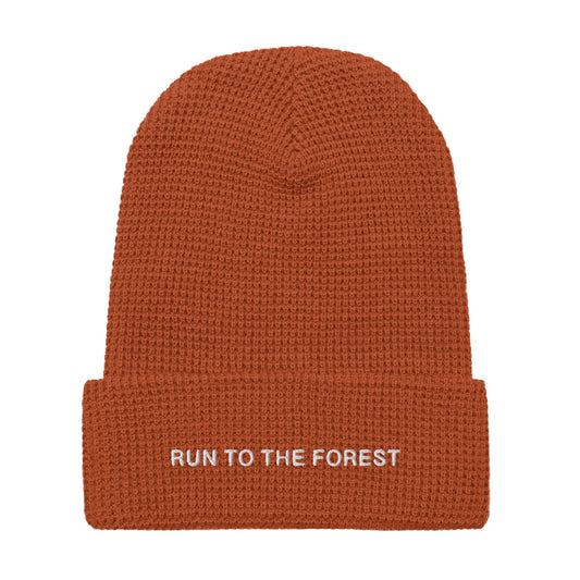 Run to the Forest Text Waffle beanie